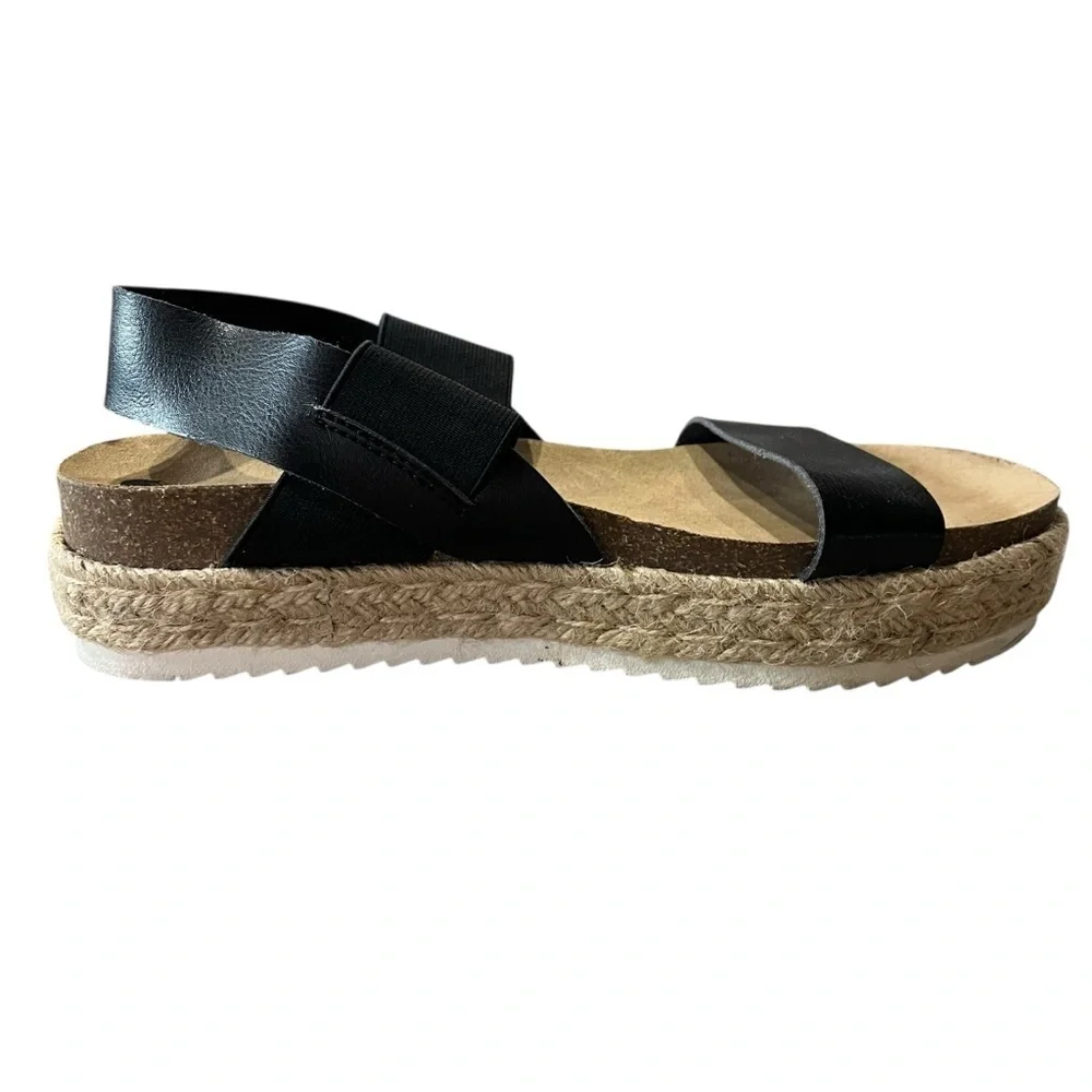 Big Buddha Sandals Women’s Size 9 Black Jute Platform Open Toe Chunky Shoes